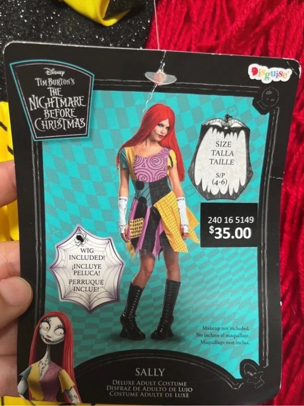 Disney Sally Patchwork Costume with Red Wig and gloves